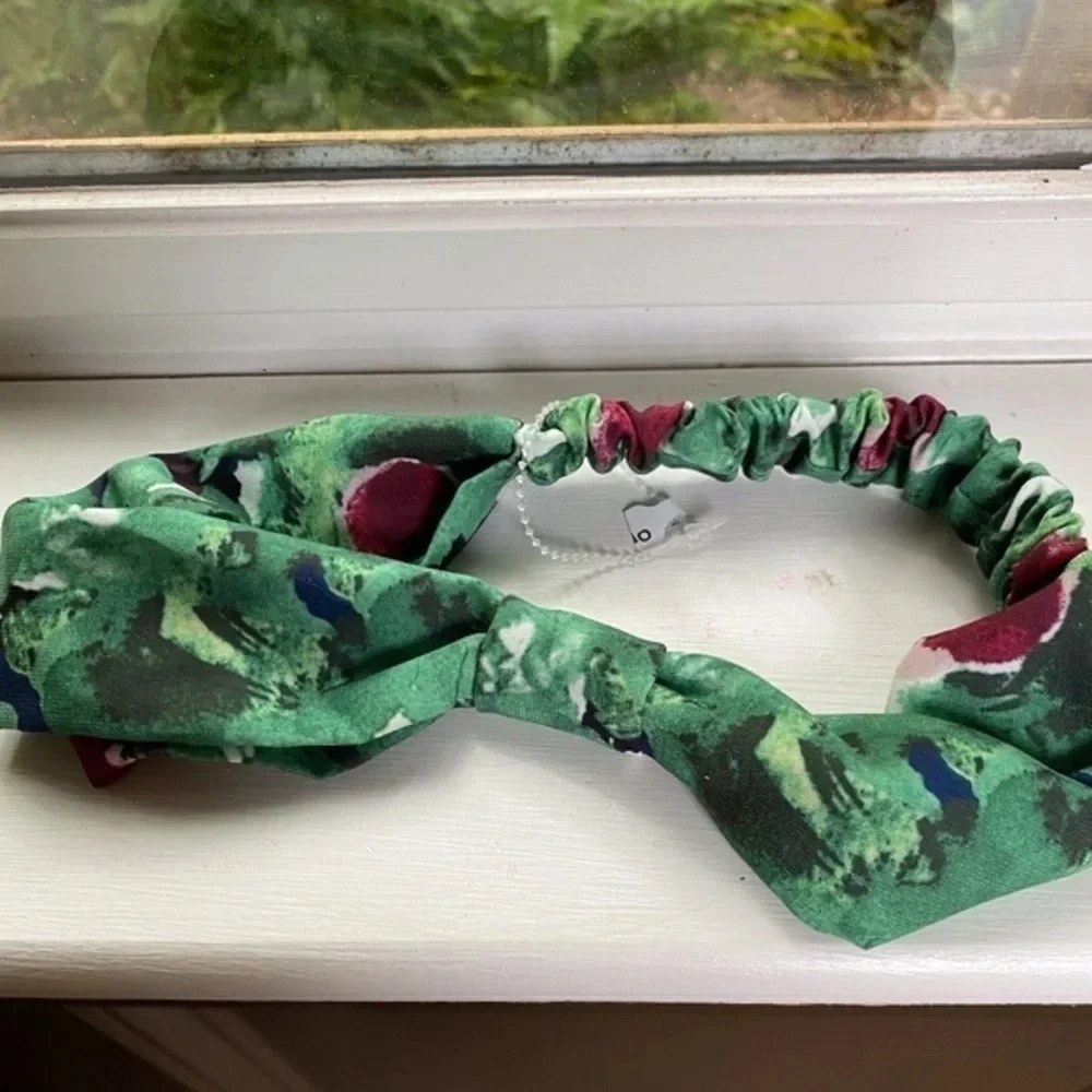 Anthropologie Green Floral Knotted Headband